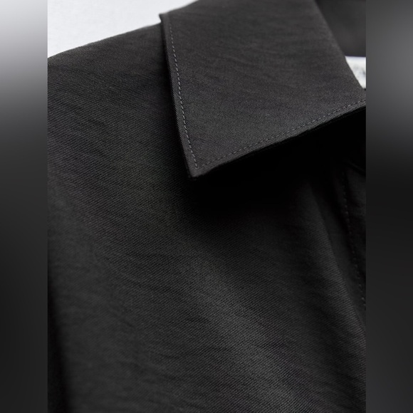 NWT. Zara ZW COLLECTION Anthracite Grey Viscose +Wrap Midi Shirtdress. Size L. - Picture 7 of 11